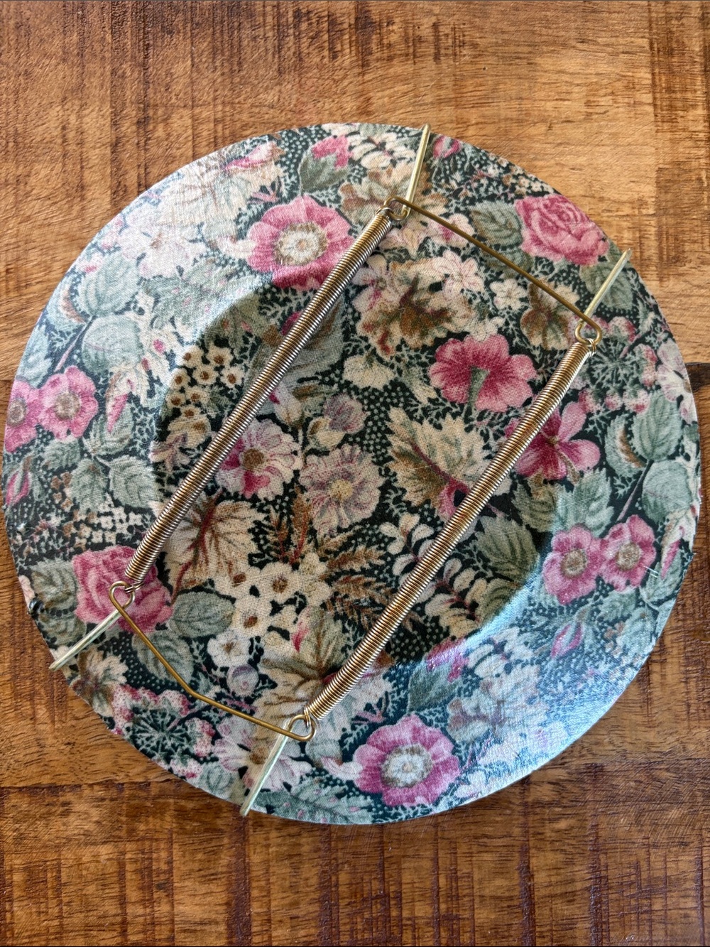 Floral Decoupage Plate with Pink & Green Bouquet